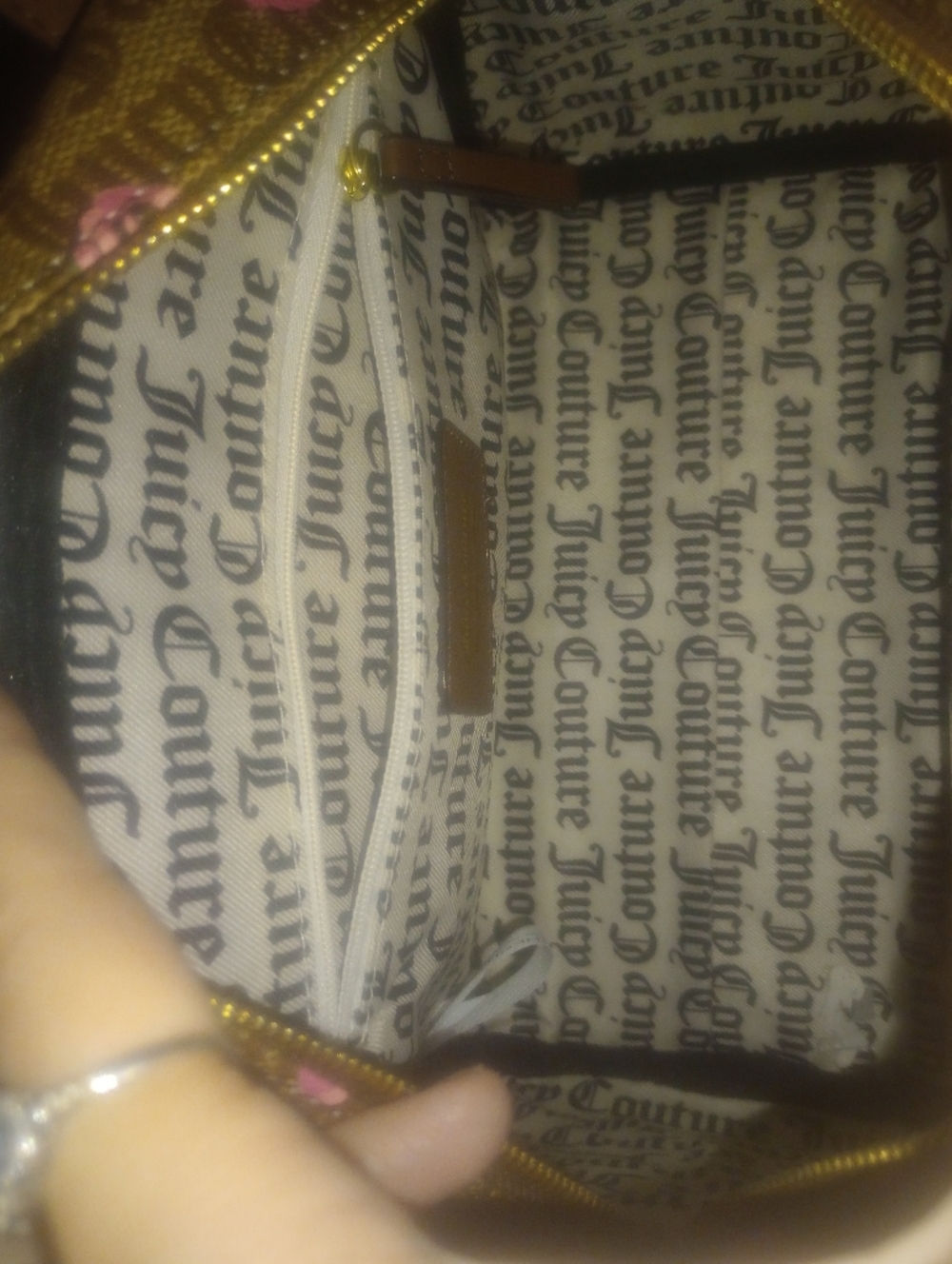 Juicy Couture Brown Satchel with Pink Rose Print - Picture 3 of 4